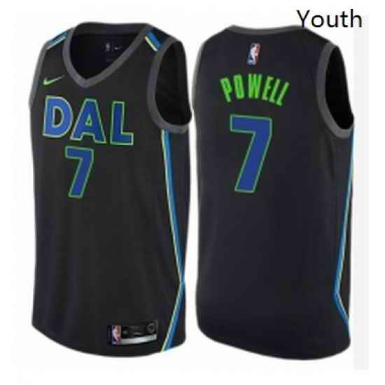 Youth Nike Dallas Mavericks 7 Dwight Powell Swingman Black NBA Jersey City Edition